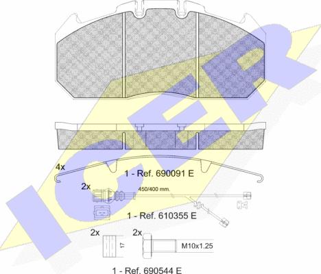 Icer 151405-122 - Bremžu uzliku kompl., Disku bremzes www.autospares.lv