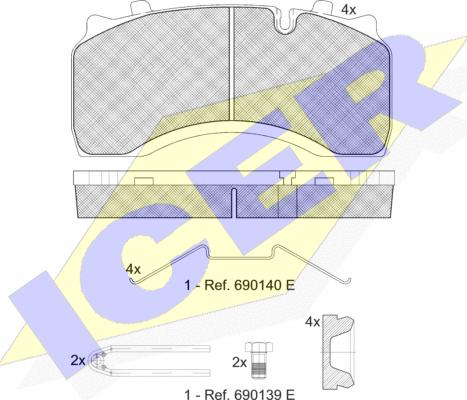 Icer 151430-066 - Bremžu uzliku kompl., Disku bremzes www.autospares.lv