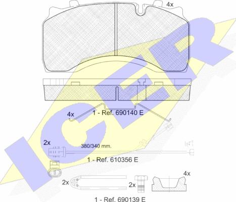 Icer 151430-124 - Bremžu uzliku kompl., Disku bremzes www.autospares.lv