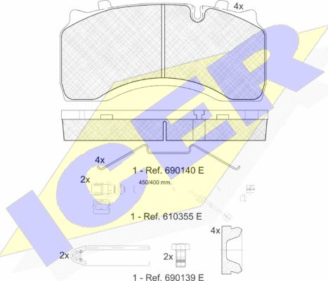 Icer 151430-122 - Bremžu uzliku kompl., Disku bremzes www.autospares.lv