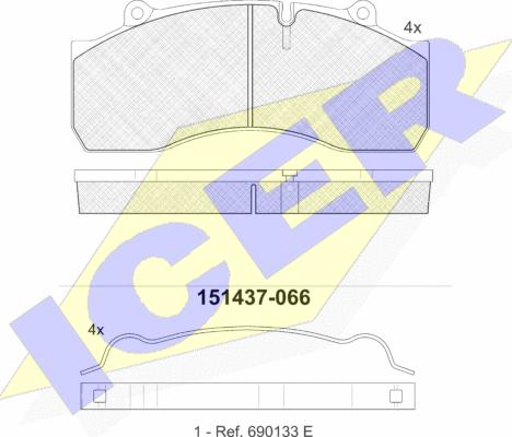 Icer 151437 - Bremžu uzliku kompl., Disku bremzes autospares.lv