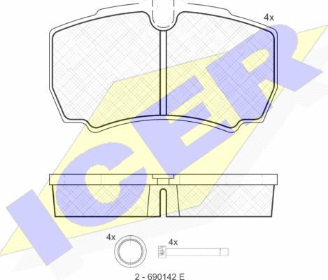 Icer 151640 - Bremžu uzliku kompl., Disku bremzes autospares.lv