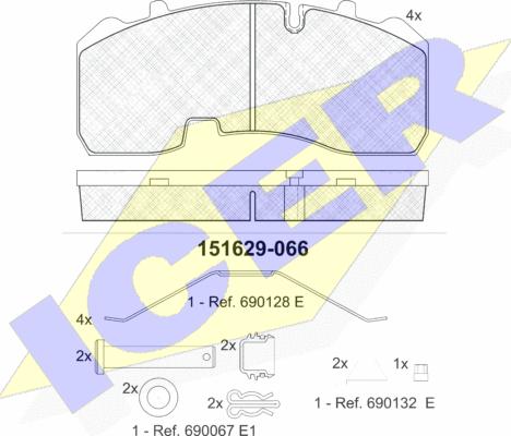 Icer 151629 - Bremžu uzliku kompl., Disku bremzes www.autospares.lv