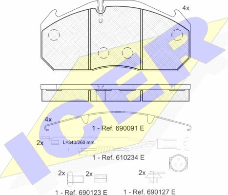 Icer 151040-112 - Bremžu uzliku kompl., Disku bremzes www.autospares.lv