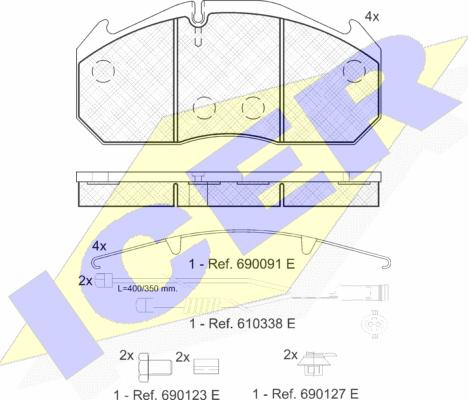 Icer 151040-127 - Bremžu uzliku kompl., Disku bremzes www.autospares.lv