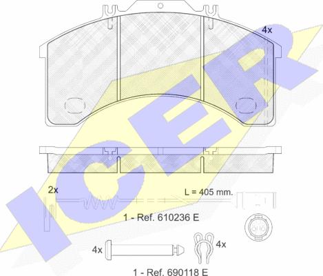 Icer 151043-110 - Bremžu uzliku kompl., Disku bremzes www.autospares.lv