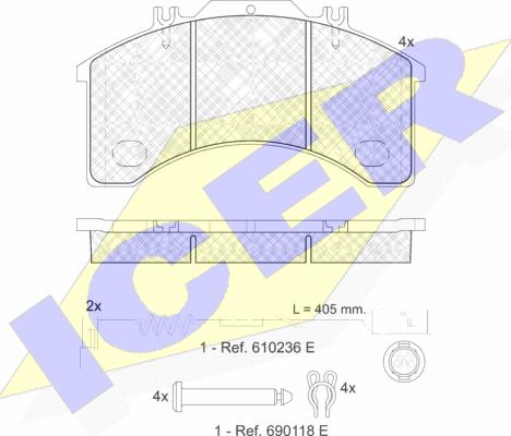 Icer 151042-110 - Bremžu uzliku kompl., Disku bremzes www.autospares.lv