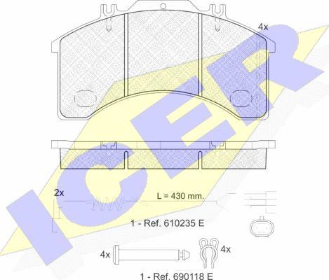 Icer 151042-111 - Bremžu uzliku kompl., Disku bremzes www.autospares.lv