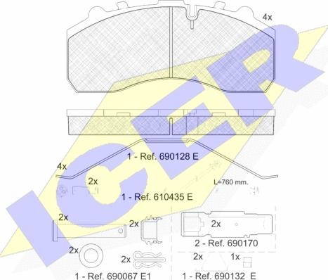 Icer 151194-225 - Bremžu uzliku kompl., Disku bremzes www.autospares.lv