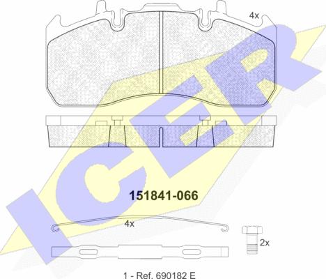 Icer 151841 - Bremžu uzliku kompl., Disku bremzes www.autospares.lv