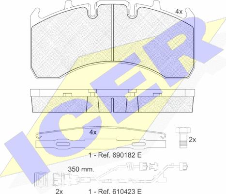 Icer 151842-122 - Bremžu uzliku kompl., Disku bremzes www.autospares.lv