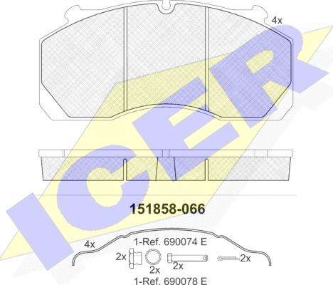 Icer 151858-066 - Bremžu uzliku kompl., Disku bremzes www.autospares.lv