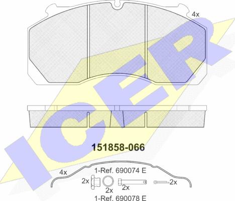 Icer 151858 - Bremžu uzliku kompl., Disku bremzes www.autospares.lv