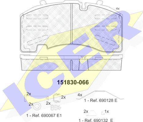 Icer 151830 - Bremžu uzliku kompl., Disku bremzes www.autospares.lv