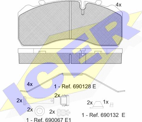 Icer 151254-066 - Bremžu uzliku kompl., Disku bremzes www.autospares.lv