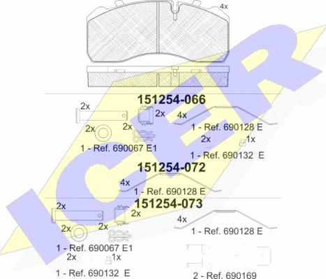 Icer 151254 - Bremžu uzliku kompl., Disku bremzes www.autospares.lv