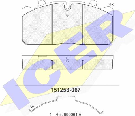 Icer 151253-067 - Bremžu uzliku kompl., Disku bremzes www.autospares.lv