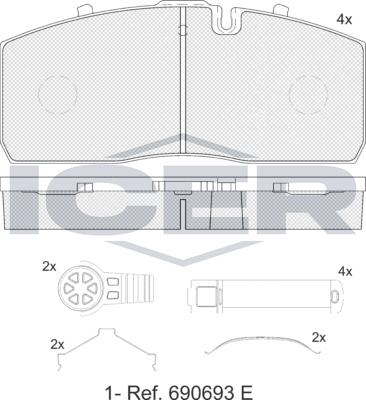 Icer 152446-066 - Bremžu uzliku kompl., Disku bremzes www.autospares.lv