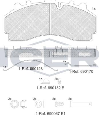 Icer 152456-066 - Bremžu uzliku kompl., Disku bremzes www.autospares.lv