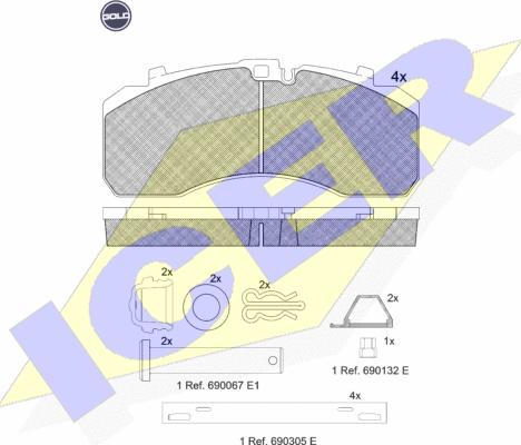 Icer 152091 G - Bremžu uzliku kompl., Disku bremzes www.autospares.lv