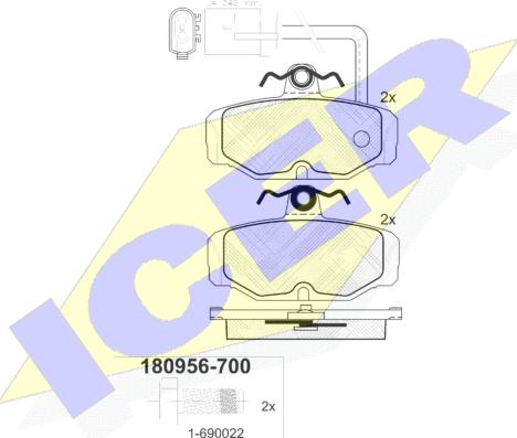 Icer 180956-700 - Bremžu uzliku kompl., Disku bremzes www.autospares.lv