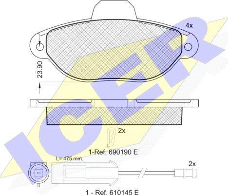 Icer 180953 - Bremžu uzliku kompl., Disku bremzes autospares.lv