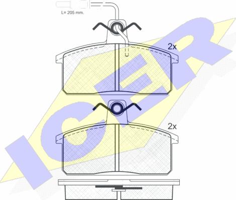 Icer 180966 - Bremžu uzliku kompl., Disku bremzes www.autospares.lv