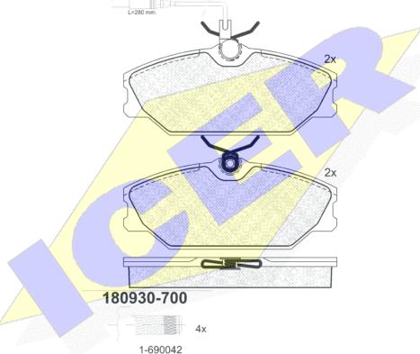 Icer 180930-700 - Bremžu uzliku kompl., Disku bremzes autospares.lv