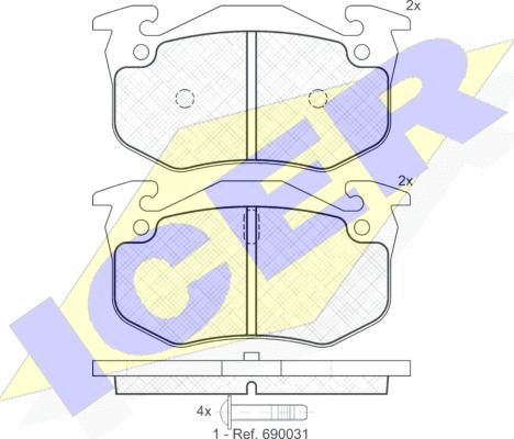 Icer 180929 - Bremžu uzliku kompl., Disku bremzes autospares.lv