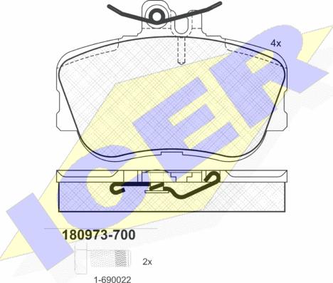 Icer 180973-700 - Bremžu uzliku kompl., Disku bremzes www.autospares.lv