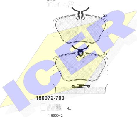 Icer 180972-700 - Bremžu uzliku kompl., Disku bremzes www.autospares.lv