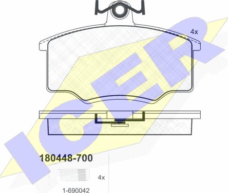 Icer 180448-700 - Тормозные колодки, дисковые, комплект www.autospares.lv