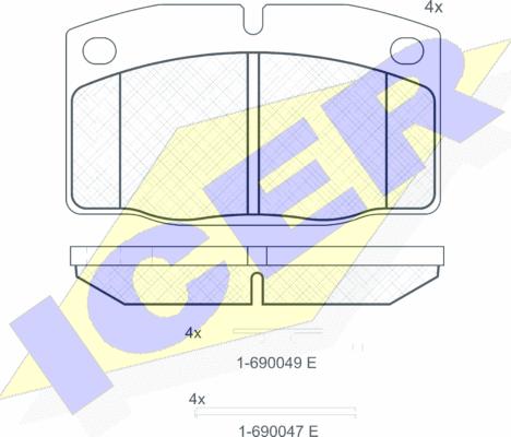 Icer 180454-072 - Bremžu uzliku kompl., Disku bremzes www.autospares.lv