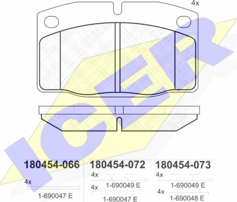 Icer 180454 - Bremžu uzliku kompl., Disku bremzes www.autospares.lv