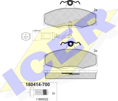 Icer 180414-700 - Bremžu uzliku kompl., Disku bremzes autospares.lv