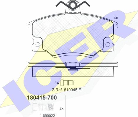 Icer 180415-700 - Тормозные колодки, дисковые, комплект www.autospares.lv