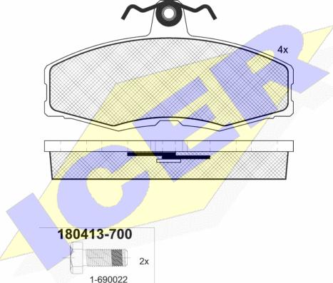 Icer 180413-700 - Brake Pad Set, disc brake www.autospares.lv