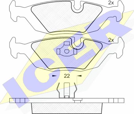 Icer 180422 - Bremžu uzliku kompl., Disku bremzes autospares.lv