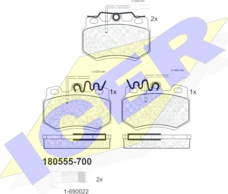 Icer 180555-700 - Bremžu uzliku kompl., Disku bremzes www.autospares.lv