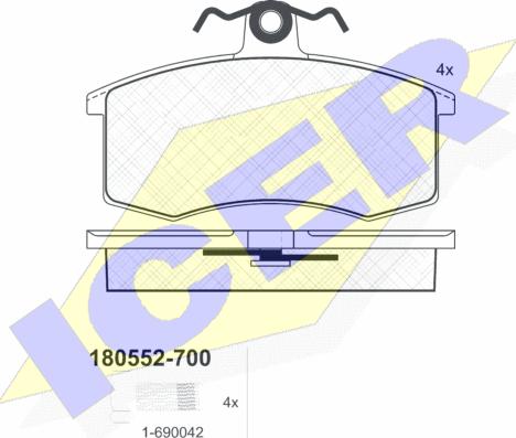 Icer 180552-700 - Bremžu uzliku kompl., Disku bremzes www.autospares.lv