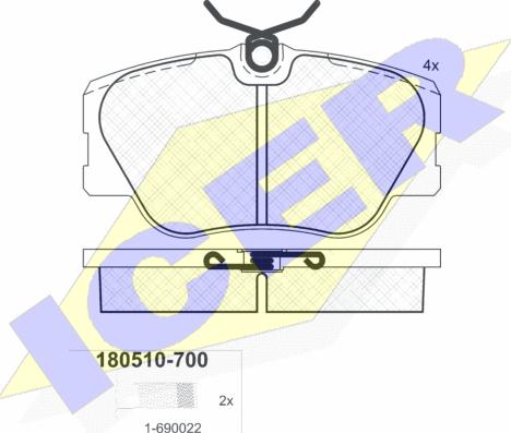 Icer 180510-700 - Bremžu uzliku kompl., Disku bremzes www.autospares.lv