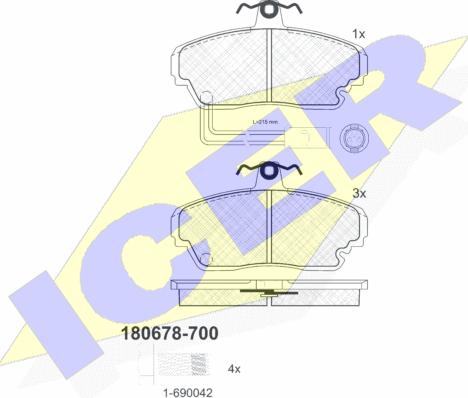 Icer 180678-700 - Bremžu uzliku kompl., Disku bremzes autospares.lv