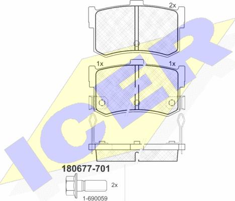 Icer 180677-701 - Bremžu uzliku kompl., Disku bremzes www.autospares.lv