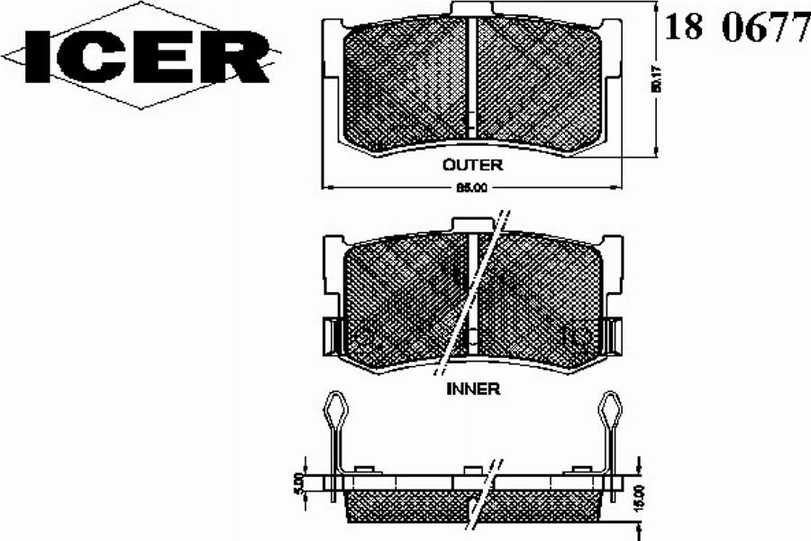 Icer 180677 - Bremžu uzliku kompl., Disku bremzes www.autospares.lv