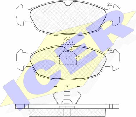 Icer 180858 - Bremžu uzliku kompl., Disku bremzes autospares.lv