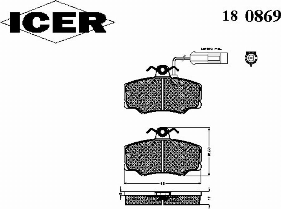 Icer 180869 - Bremžu uzliku kompl., Disku bremzes www.autospares.lv