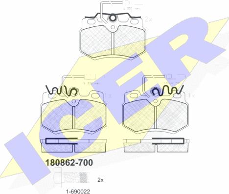 Icer 180862-700 - Bremžu uzliku kompl., Disku bremzes www.autospares.lv