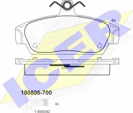 Icer 180806-700 - Bremžu uzliku kompl., Disku bremzes www.autospares.lv