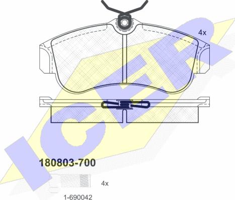 Icer 180803-700 - Bremžu uzliku kompl., Disku bremzes www.autospares.lv