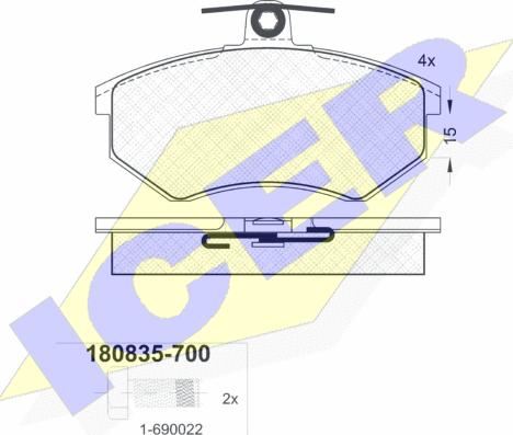 Icer 180835-700 - Bremžu uzliku kompl., Disku bremzes autospares.lv